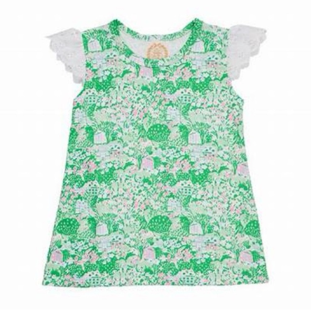 TBBC Green & Pink Floral Girls Top size 10